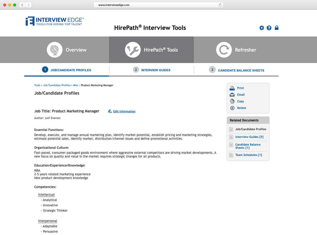 Snapshot of Job Profiles