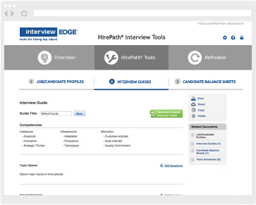 Interview guides management screenshot from HirePathï¿½ online interview tools