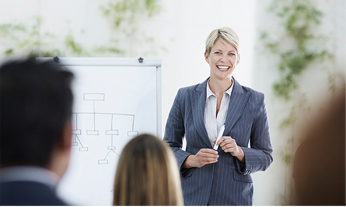 Interviewer presenting interviewing skills training for managers