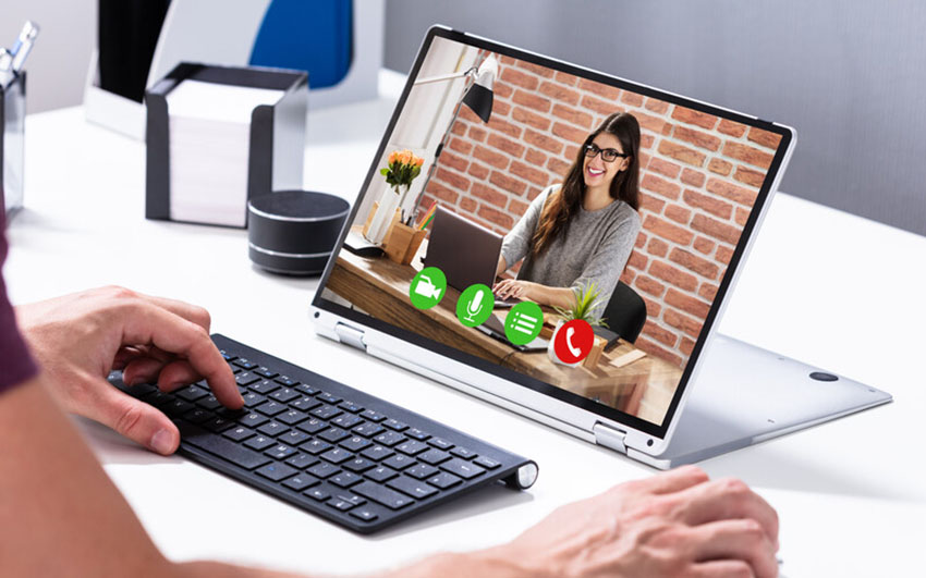 woman conducting virtual interview training